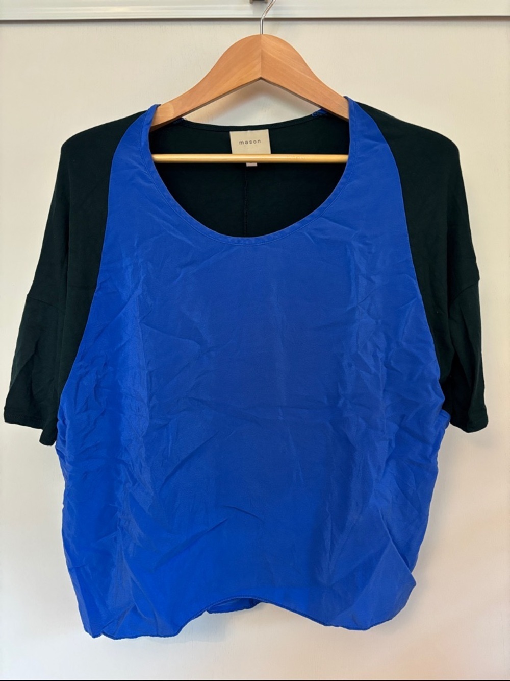 Vintage Silk Colorblock Top Oversized Size Small Blue Green Artsy Rare Teacher